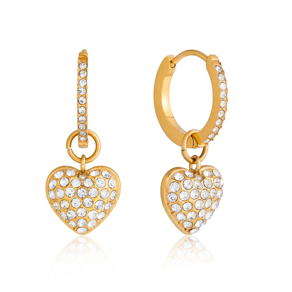 Yori New Stainless Steel Heart-shaped Pendant Earrings Waterproof Daily Recommend Chic Charm Jewelry Wholesale Bijoux