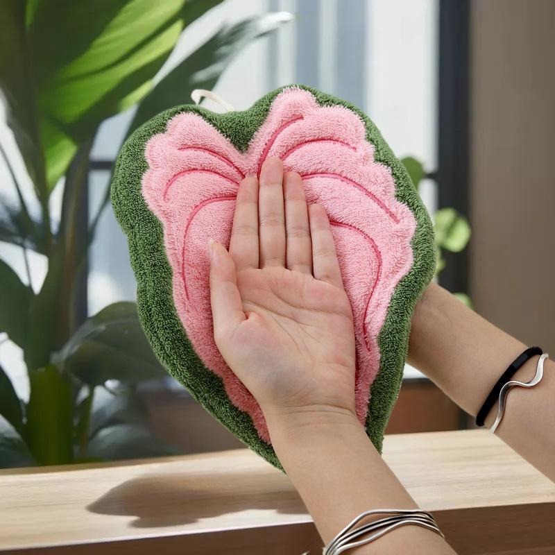 Luxury Coral Fluff Towel: Ultra-Soft & Absorbent for Kitchen/Bathroom with Leaf Design & Hanging Loop