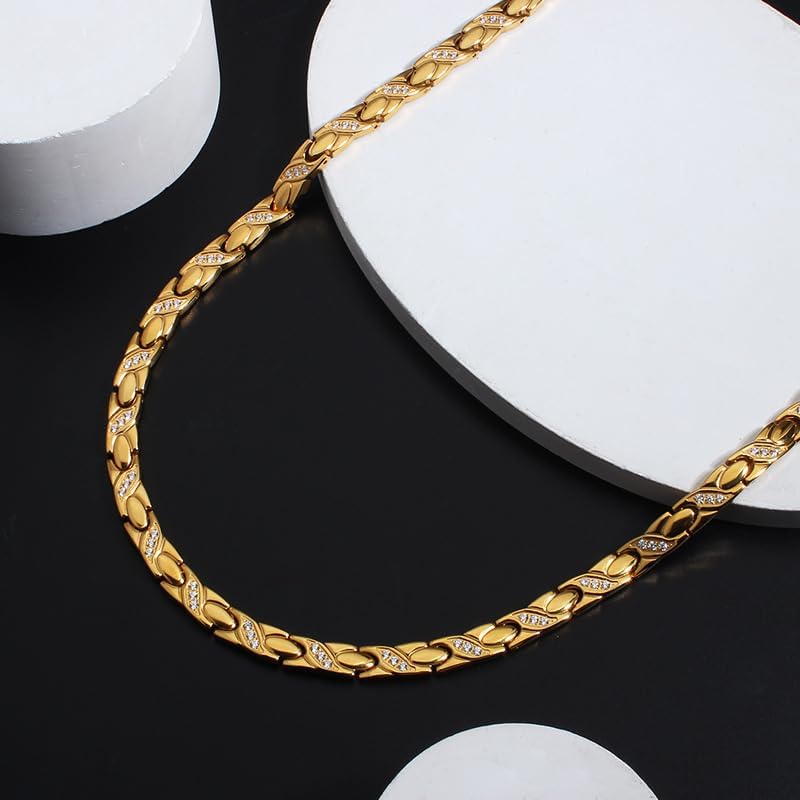 Germanium Necklace Titanium Hematite Pink Gold Birthday Present Magnetic Health Accessories Gold [Lobyka] Women's Women's