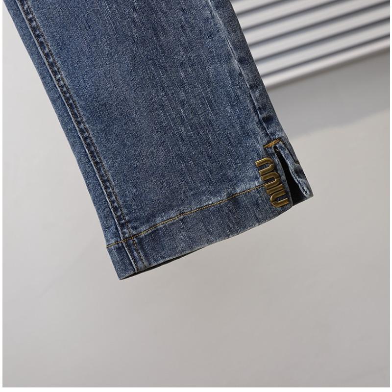 Dimanaf 2024 Plus Size Ženy Džíny Kalhoty Denim Dámské Tužka Elastické Basic Modré Kalhoty s vysokým pasem Oversize Móda Nové Kalhoty