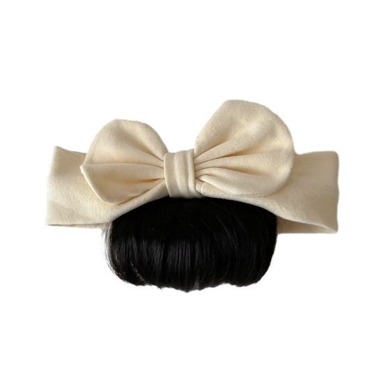 

Детская повязка на голову с париком и бантом, реалистичный имитированный материал для волос, надежная эластичная лента, аксессуар для костюма ребенка бежевый