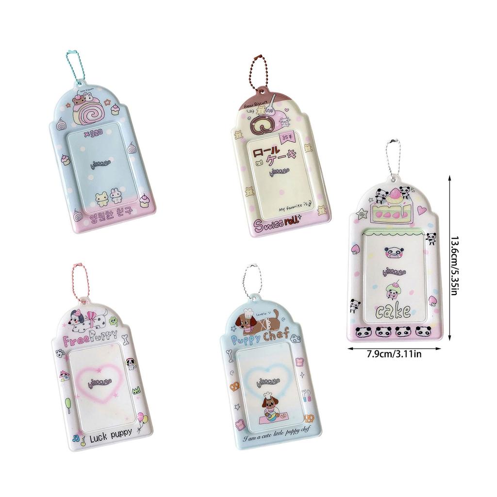 Porta Photocard de Desenho Animado Kpop Porta Cartão de Foto com Chaveiro Porta Cartão de Identificação Pingente Chaveiro Capas para Cartão de Estudante