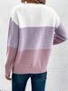 Autumn and winter crew neck splicing versatile striped sweater women's lazy style top loose large size pullover knitted sweater
