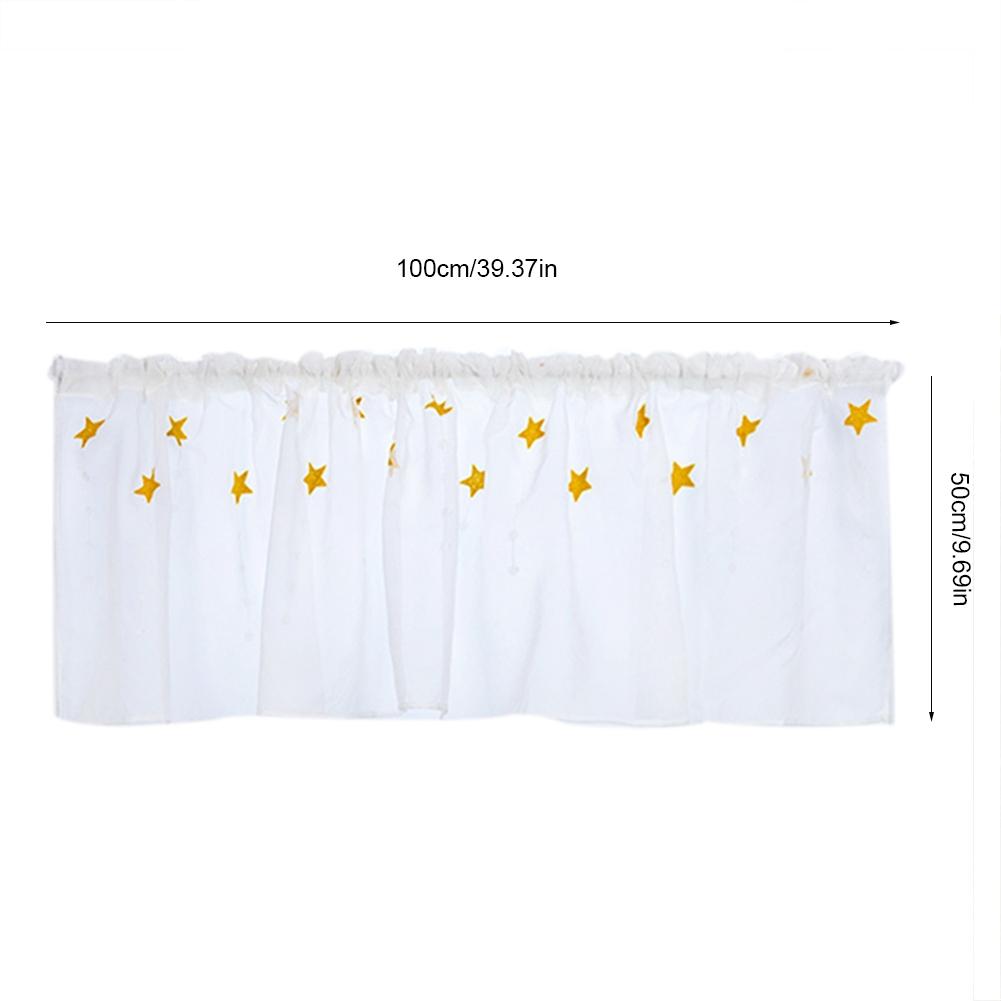 Kitchen Tiers Cabinet Embroidery Curtain Short Curtain Half  Window Treatment(Yellow Stars)