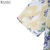 ZANZEA Women Casual Round Neck Short Sleeve Floral Print Dress