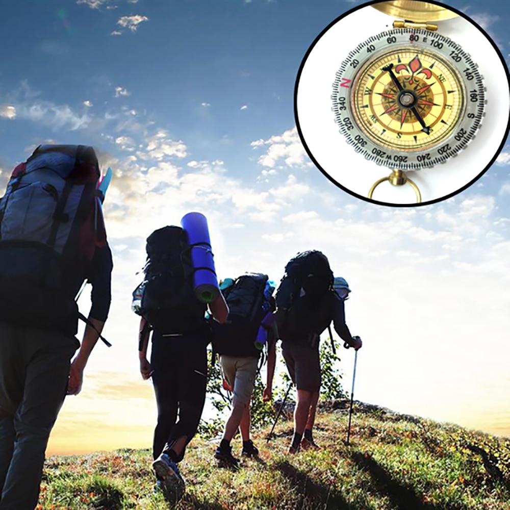 Compass Outdoor Tool Camping Hiking Portable Pocket Brass Copper Double Display Compass Navigation