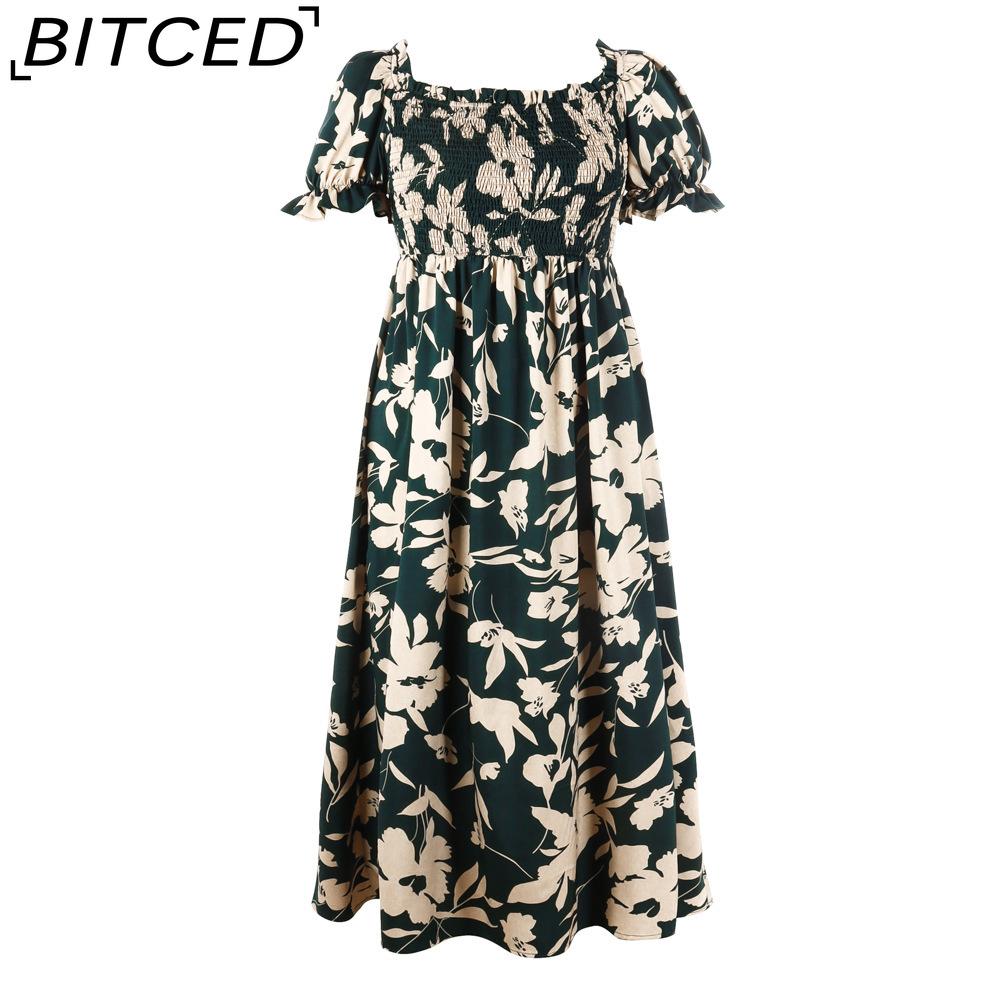 BITCED Plus Size Women's Printed Casual Resort Elegant Midi Dress