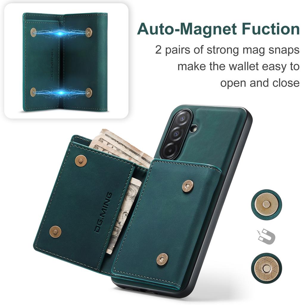 DG.MING M1 Series for Samsung Galaxy A26 5G Case Kickstand PU Phone Cover with Detachable Wallet