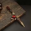 Tibetischer Buddhistischer Vajra Schlüsselanhänger Messing Diamantiert Vintage Amulett Anhänger Für Männer Handgefertigt Auto Schlüsselanhänger Mit Geflochtenem Seil Glücksbringer Geschenk