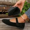 Mary Jane Flats - 2024 Spring/Autumn Retro Plus Size French Style One-Strap Low-Cut Leather Shoes for Women