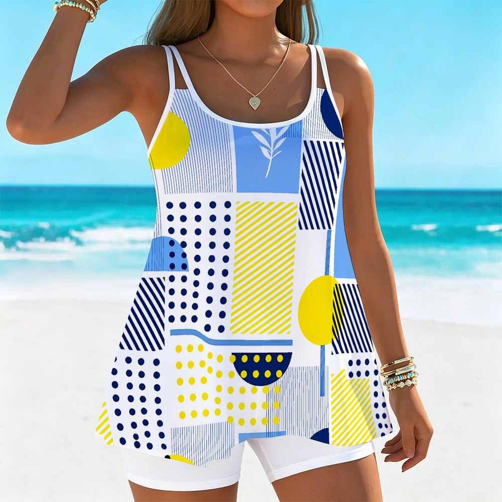 Women's Swimwear Tankini 2 Piece Swimsuit Leisure Vacation  Print Vacation Bathing Suits