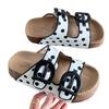 Retro non-slip two-button wood bran slippers summer new fashion platform beach shoes bright casual one-word sandals