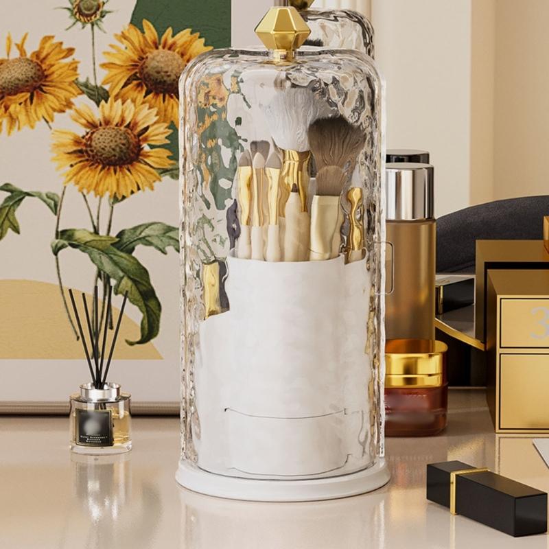 Rotating Cosmetic Storage Box Transparent Multi Compartment Designs Space Saving Bathroom Countertop Organizer