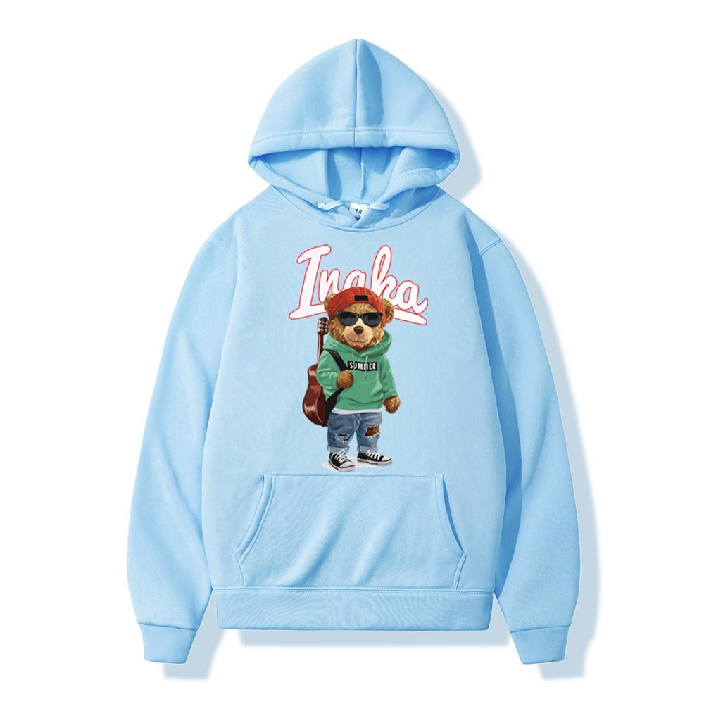 Herren Hoodies Hip Hop Inaka Power Toy Bear Print Fleece Hoody Sweatshirt Frauen Harajuku Pullover Streetwear Hoodie Unisex Kleidung