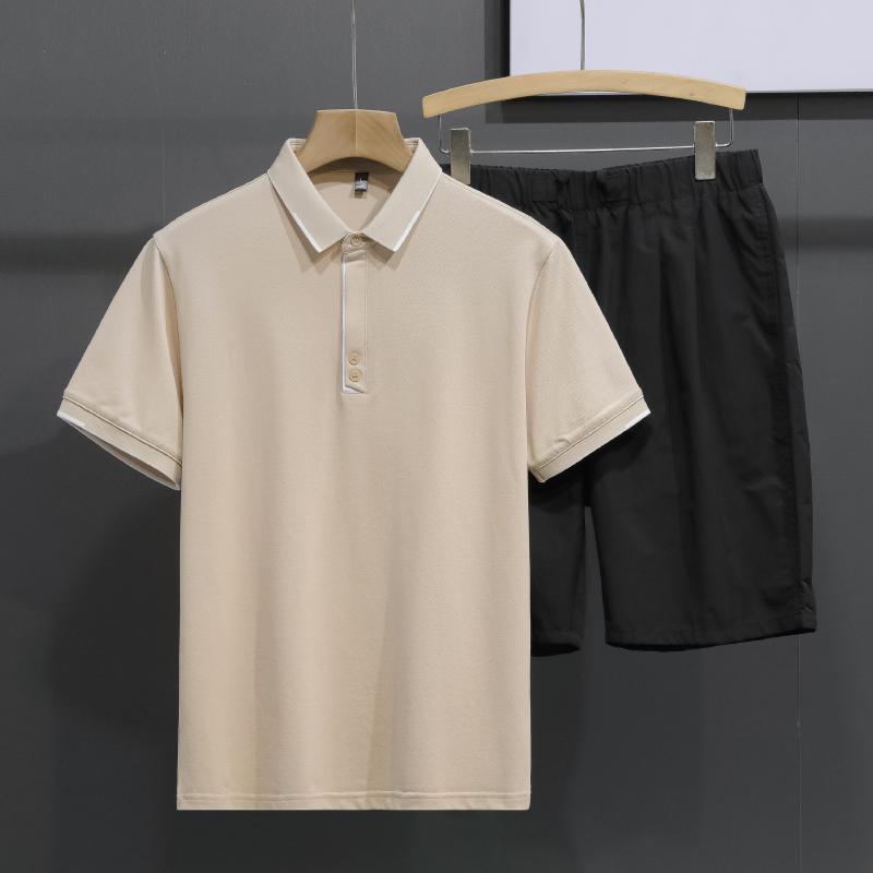 Mens Casual Solid Color Short Sleeve Polo Shirt