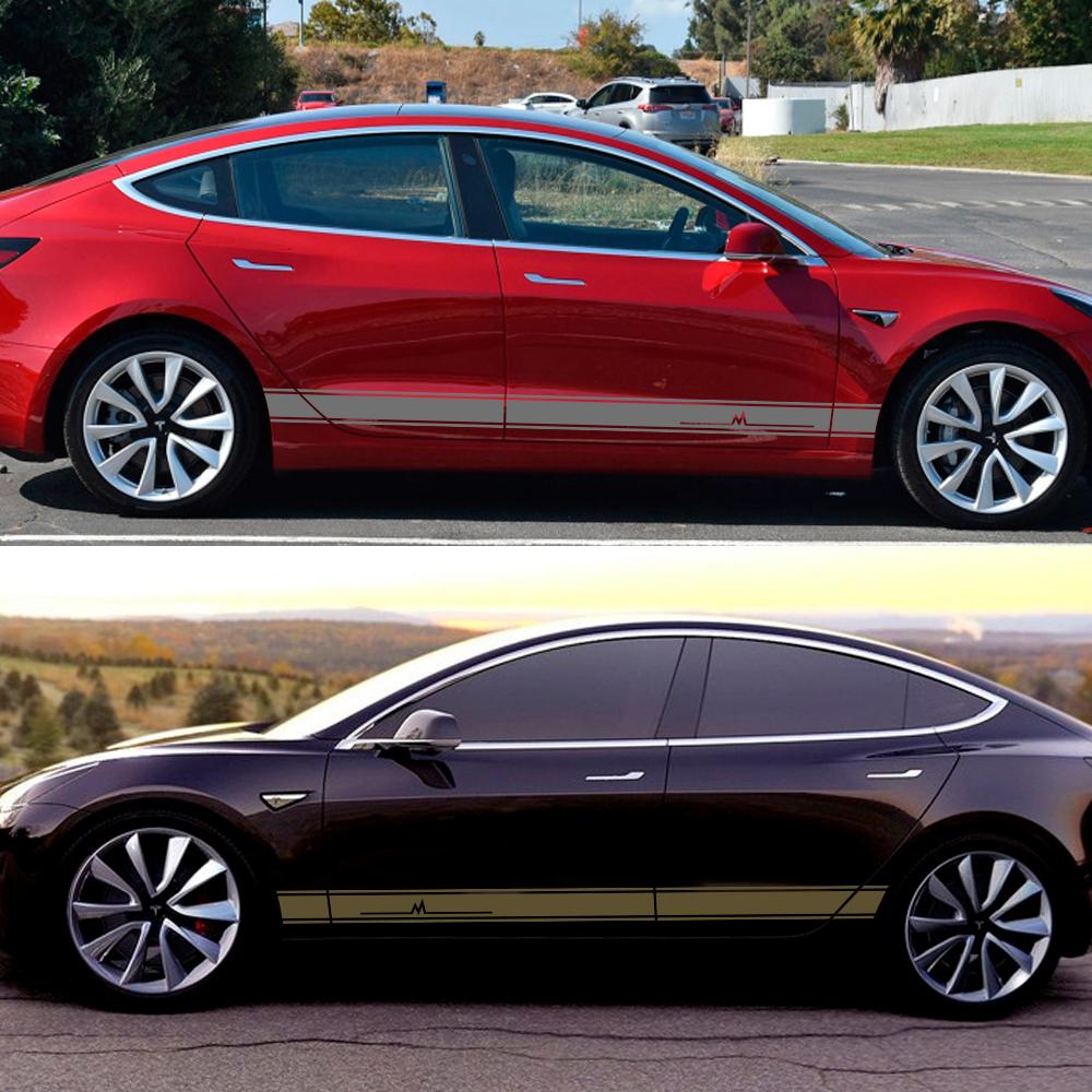 3-teilige Autotür-Seitenschweller-Aufkleber für Tesla Modell 3 SXY, Tuning-Zubehör, Grafiken, Blitz, Vinyl, Motorhaube, Motorabdeckung