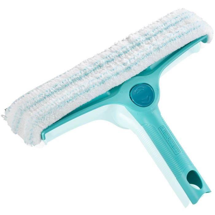 Lave-vitres 4-en-1 avec molleton microfibres Leifheit 51320, raclette vitre 32cm avec fonction de nettoyage brevetée du cadre