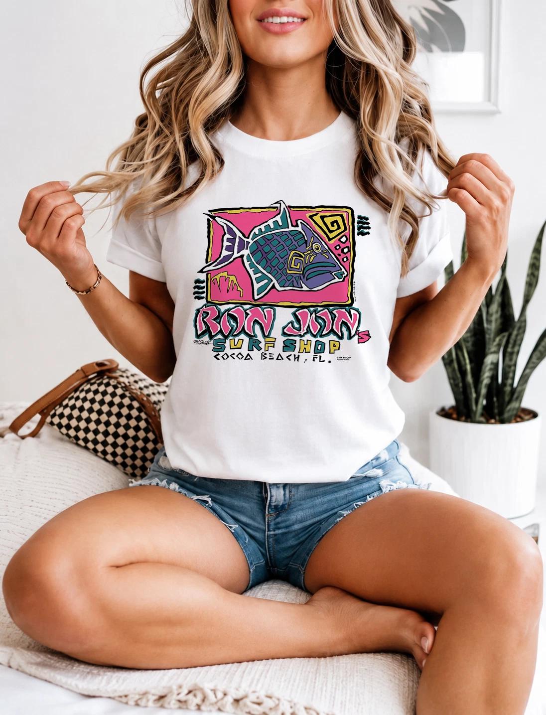 Vintage Tropical Fish Graphic T-Shirt Retro Beach Surf Style Tee Colorful XXL
