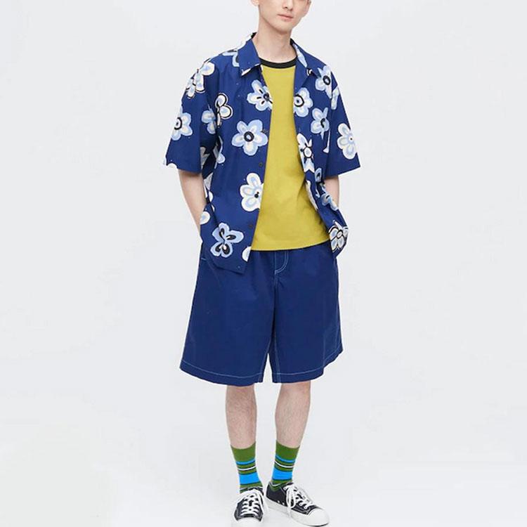 UNIQLO x MARNI Floral Print Short Sleeve Shirt Men shirts Dark-Blue 449637-68