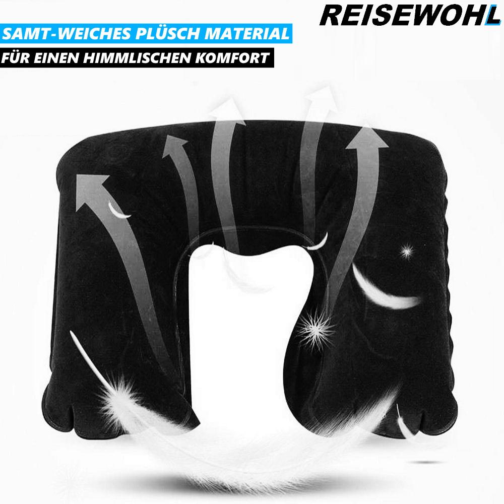 REISEWOHL Reise Nackenkissen Reisekissen Nackenhörnchen Nackenrolle aufblasbar