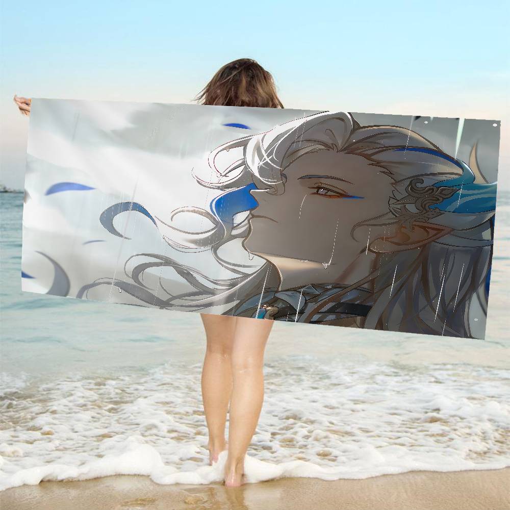 Genshin Impact Neuvillette Microfiber Printed Beach Towel Mountain Climbing Yoga Beach Swimming Running Absorbent Soft Towel