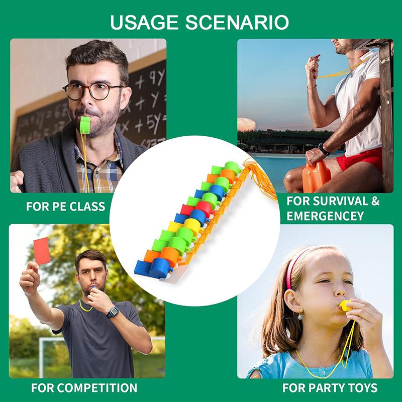 24pcs Multifunctional Plastic Rope Whistle for Children's Football Rugby Cheerleading Whistle Children's Toys Restless Gift