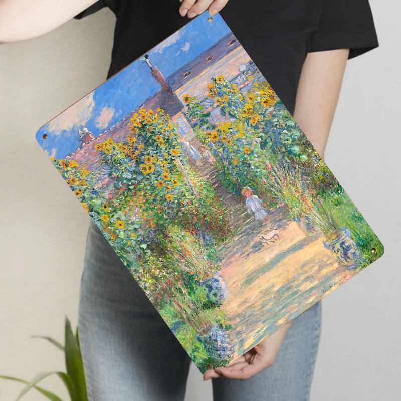 

Monet Garden Series Sunflower Iron Art Decor Painting European Retro HomeWall Metal Hanging Painting 20x30cm（7.8x11.8inch）