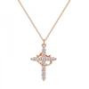 Luxury Zircon Gold Color Crown Cross Necklace For Women Couples Rhinestone Pendant Necklace Clavicle Chain Jewelry Prayer Gift