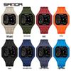 Sanda Creative Square Multifunctional Dual Display Student Watch - Countdown, Alarm, Waterproof, Trendy Electronic Timepiece.