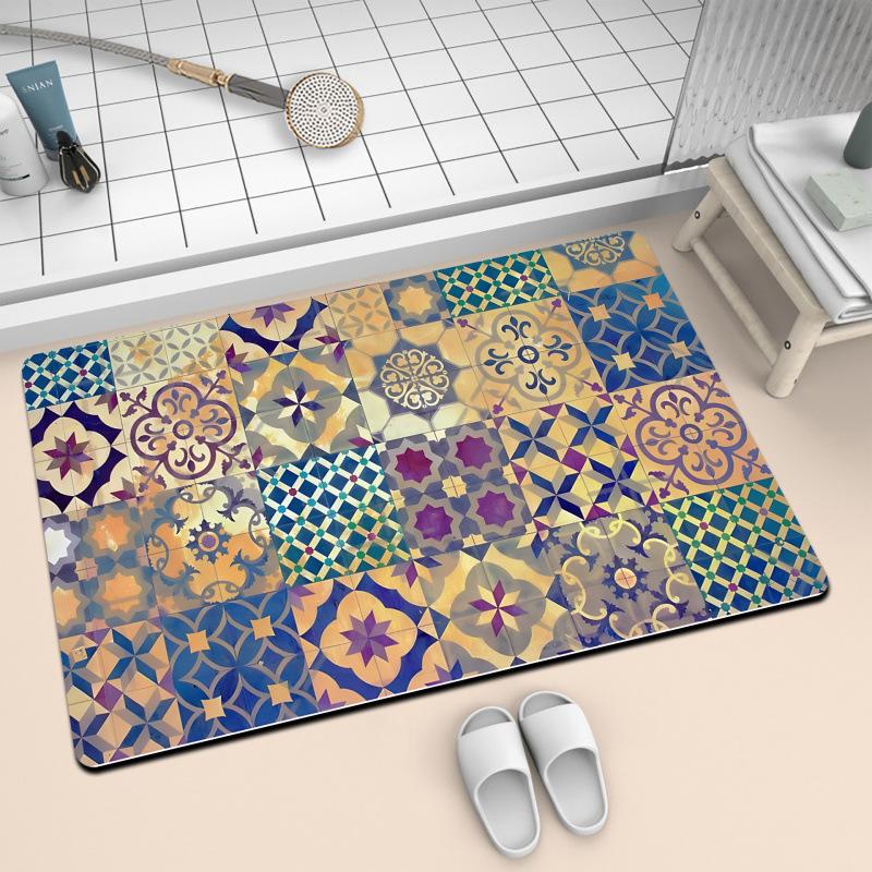 Retro Floor Mat Home Light Luxury Bathroom Floor Mat Toilet Floor Mat