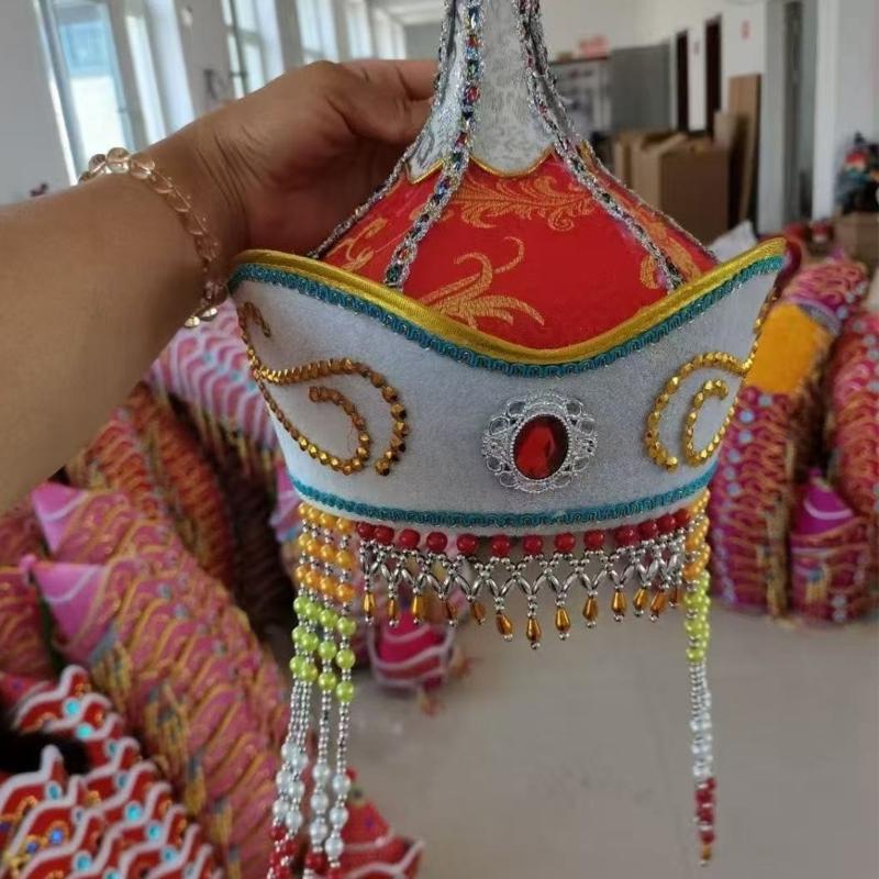 Traditional Mongolian Hat Breathable Fabric Headwear For Stage Shows And Cultural Event Stage Performances Accessory