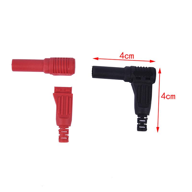New 1pair 4mm Male Right Angle Insulation Wire Solder Type DIY Banana Plug Connector