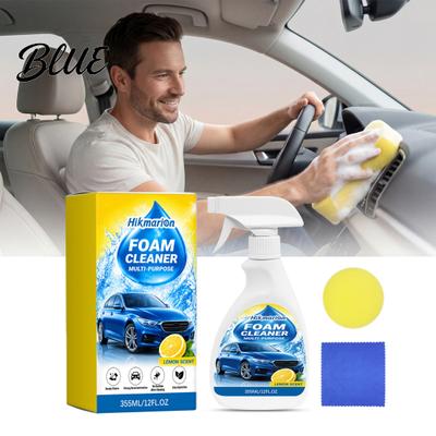 Schäumendes Polsterreiniger-Spray 355ML Auto-Innenreiniger-Schaum mit Schwamm & Mikrofasertuch Tiefenreinigung Mehrzweck-Schaum Auto-Detailing-Spray Zitrone
