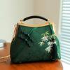 Chinese Style Embroidered Cheongsam Bag Vintage Clip On Shoulder Crossbody Lucky Bamboo Tassel Elegant for Party Evening Purse