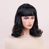 Synthetic Mixed Black Brown Wigs Short Wavy Wigs With Bangs for Women Daily Cosplay Natural Bob Hair Wig Heat Resistant Fiber