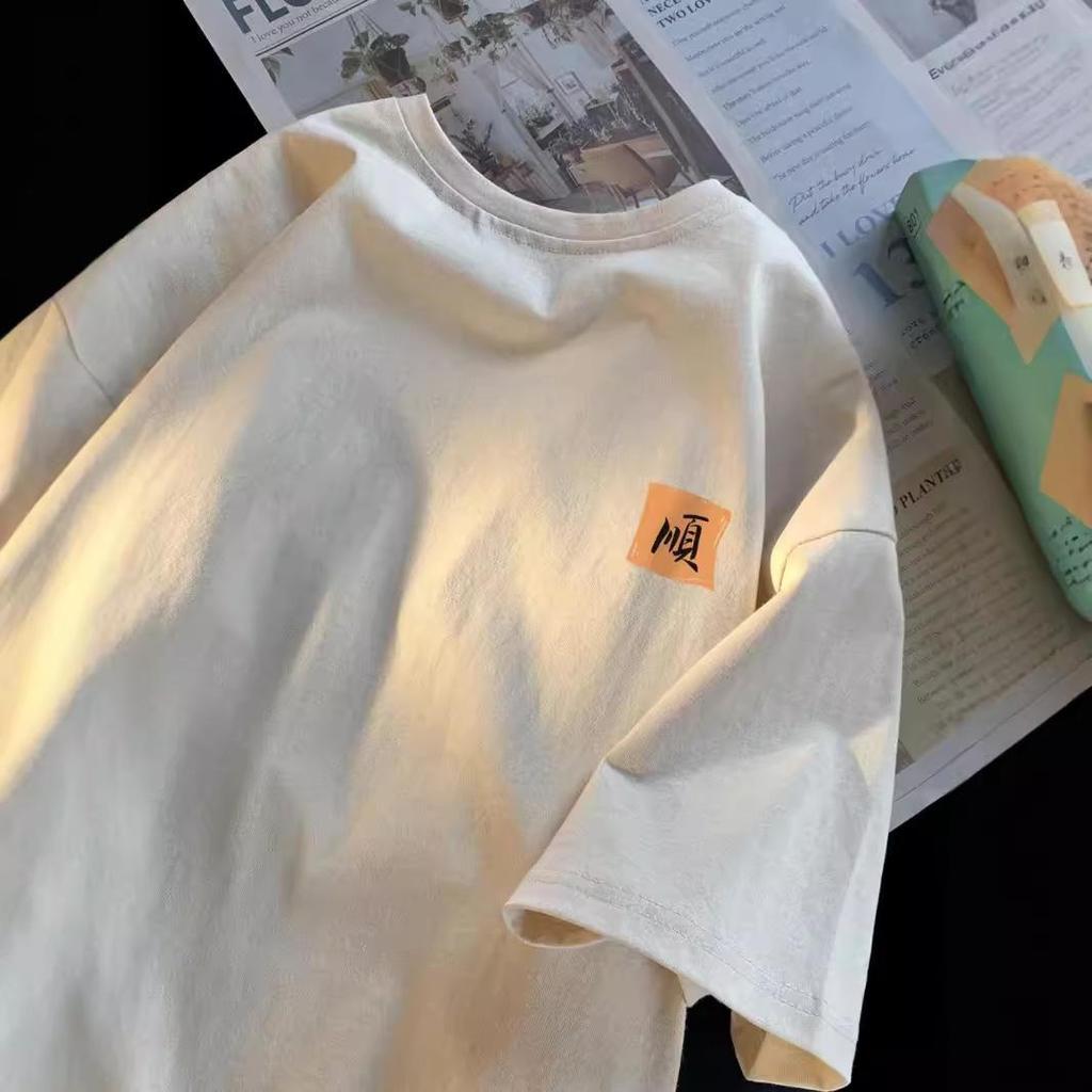 Plus Size 300 Jin Cotton Short-Sleeve T-shirt for Men & Women - Casual Hong Kong Style, Unisex, Loose Fit, Perfect for Summer.