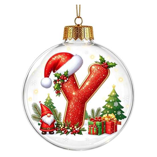 Indoor Outdoor Xmas Hanging Ornaments 26?Letter Acrylic Christmas Ball Ornament, 3D Crystal Style Alphabet Gift Ideas for Family Pendant, Tree Home