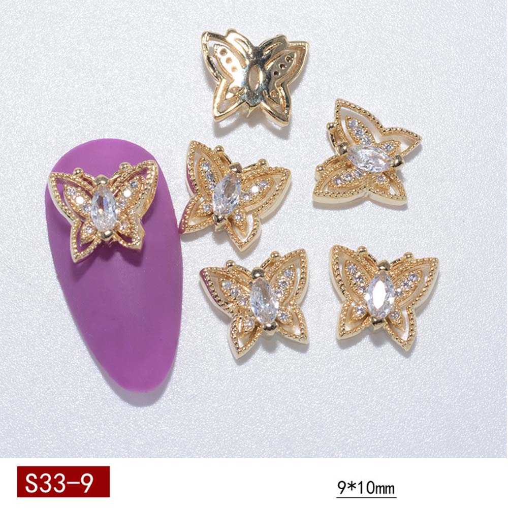 1Pc Elegant Diamond Heart Bow Figure Nail Art Decorations Crystal Nail Charms with Chain French Retro Manicure Accessories