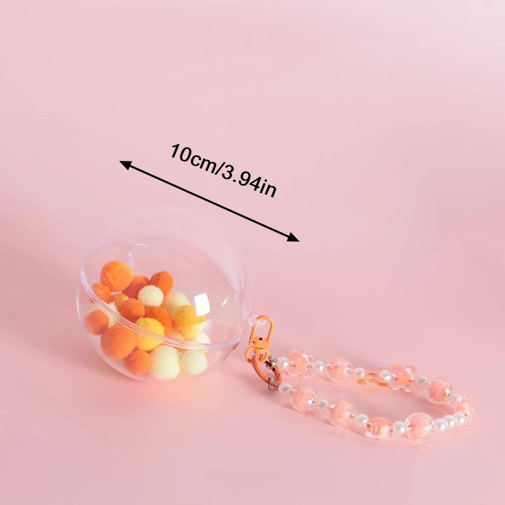 Small Doll Storage Bag Outdoor Doll Bag Keychain Portable Carrying Case Transparent Doll Display Bag with Plush Ball
