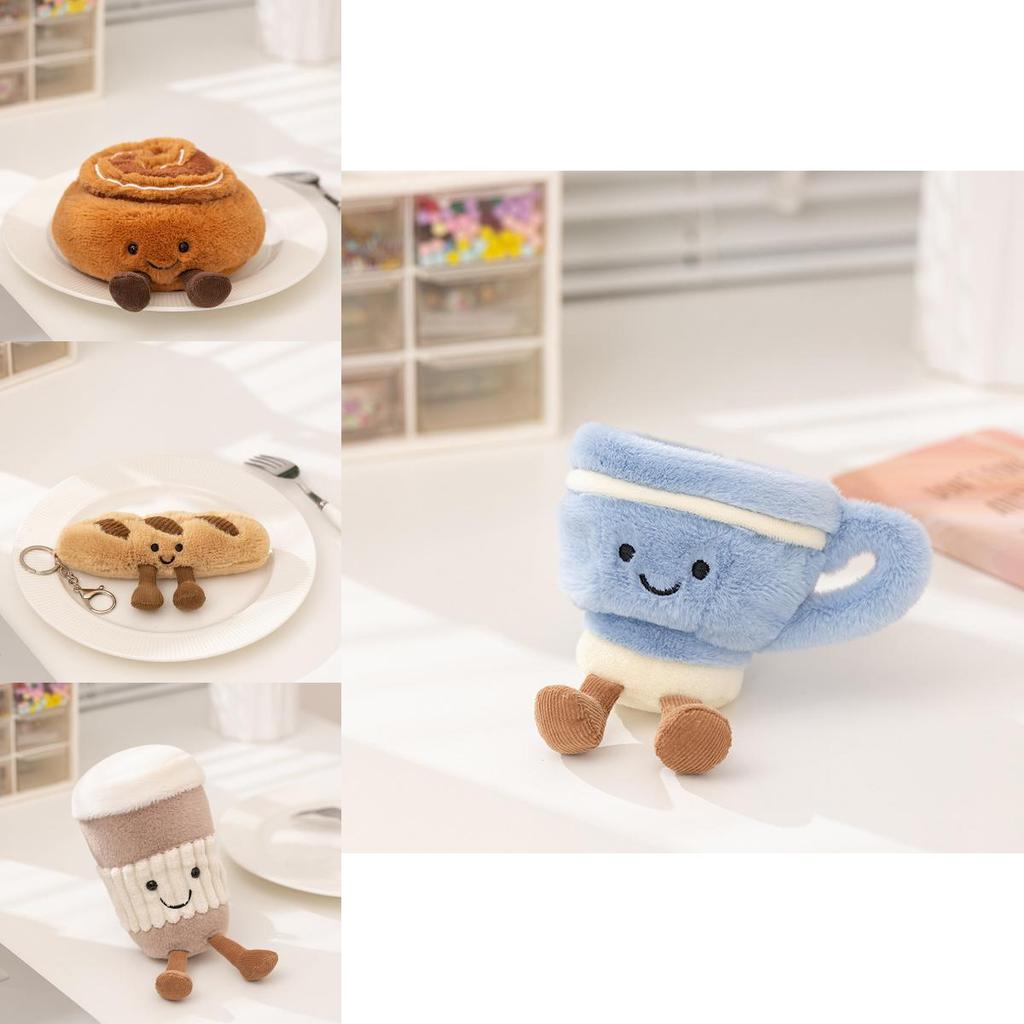 Afternoon Tea Themed Coffee Cups Cinnamon Rolls Teapot Plush Toys For Kids Creative Tea Party Gift