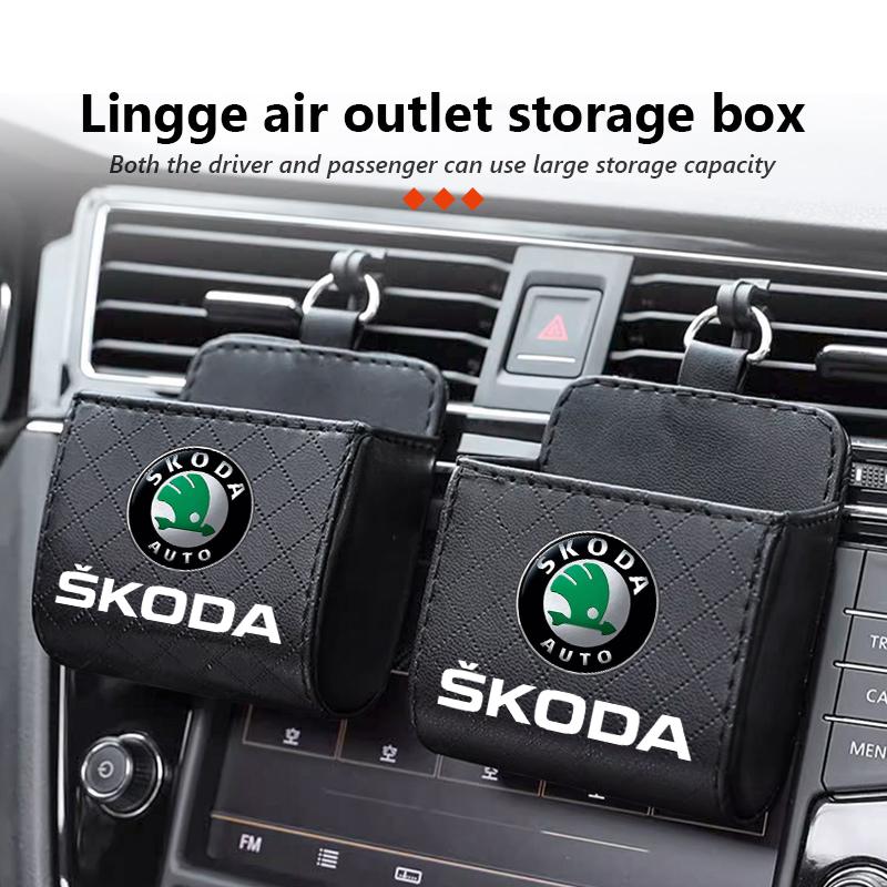 zbfwl3 For Skoda Car Interior Air Vent Storage Box Mini Phone Waste Storage Case Fabia Kamiq Superb Scala Enyaq-iV MK3 VisionS Yeti
