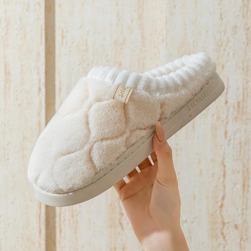Source Factory Cotton Slippers Women's Winter 2025 New Home Indoor Non-slip Warm Household Fluffy Slippers Women