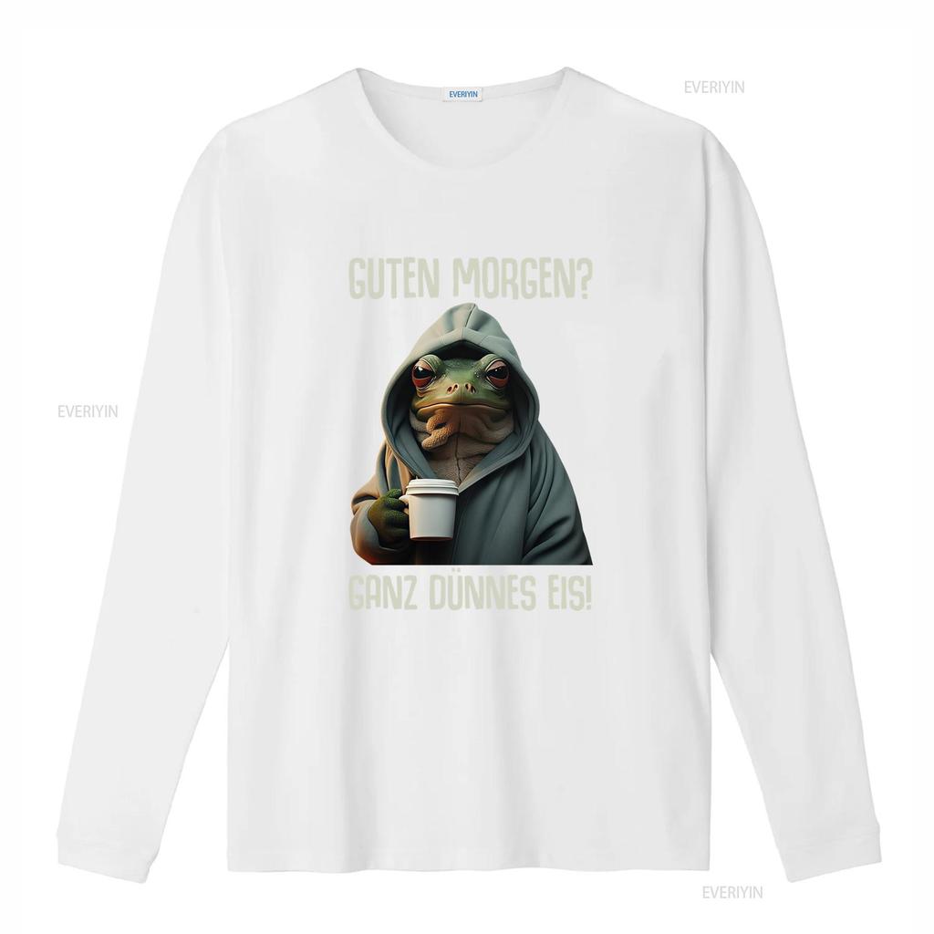 Good Morning Guten Morgen Funny Frog Coffee Quote T Shirt Premium With Look Design vintage Washed Stretched Casual homme