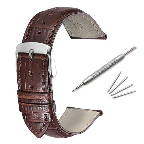 

Ремешок для часов Youmechi из натуральной кожи, 16-22 мм, водонепроницаемый и потостойкий, кожа с тиснением под крокодила, сменный ремешок, в комплекте инструмент для снятия пружинных стержней (22