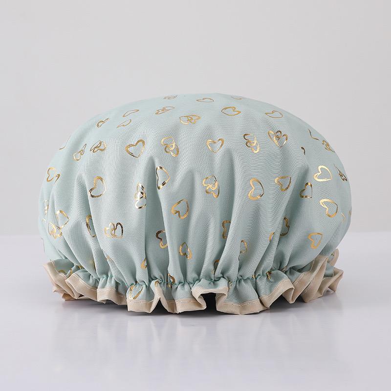 Shower Cap Waterproof Hair Cap Hot Gold Printed Polyester Cotton Shower Cap Bath Lady