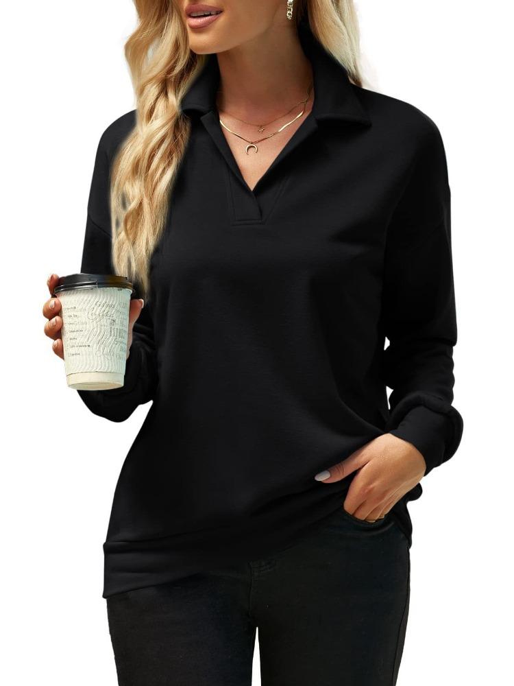 

Пуловер с V-образным вырезом Женский Однотонный С длинным рукавом Свободный Пеплум Повседневный Топ Женский Смесовый Удобный Универсальный Подкладка Длинные рукава Свитер 3XL