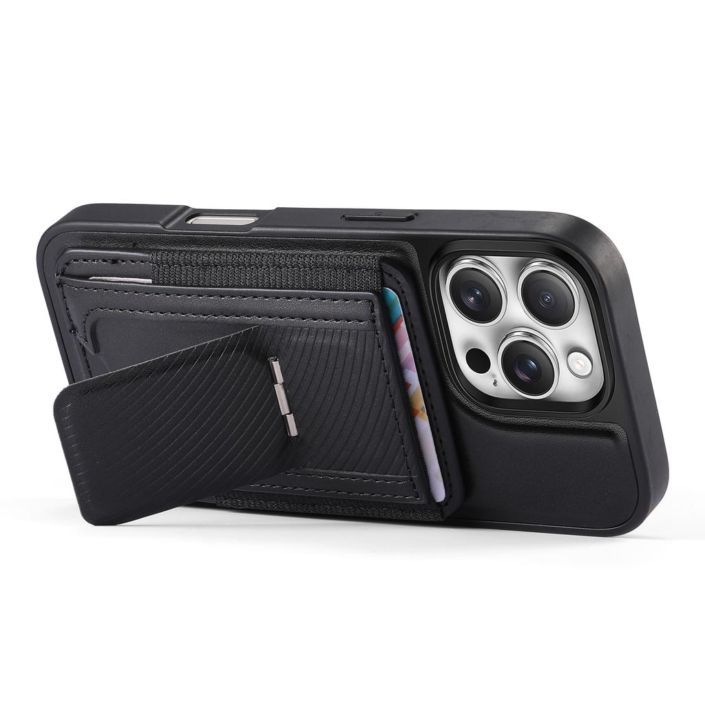 CASENEO For iPhone 16 Pro Max Case with Foldable Kickstand TPU PU Leather PC Card Bag Magnetic Phone Cover Compatible with MagSafe