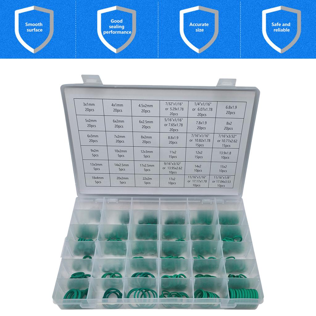 495Pcs Green Rubber O Ring Gasket Assortment Set 36 Sizes Nitrile Rubber Washer Oil Resistant Sealing O Rings Enduring