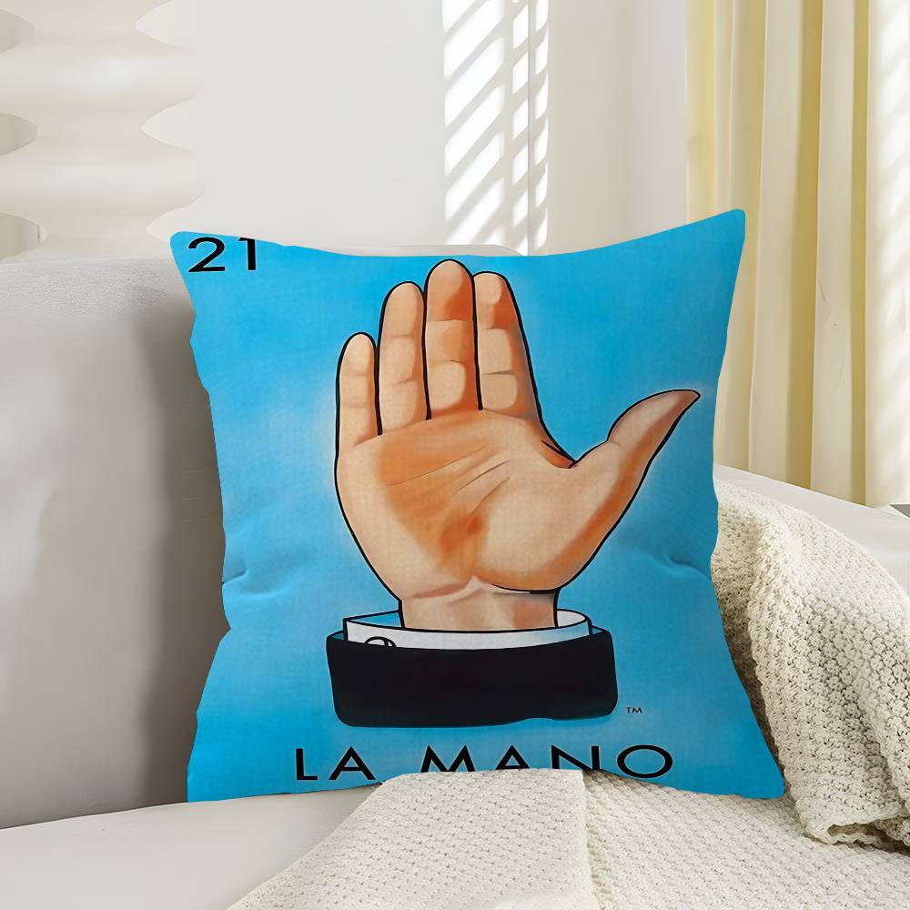 Cartoon Mexican Lottery Tarot Card Cushion Cover Pillow Cover Decor Pillowcase Printed Cushion Case for Couch 12x12Inch