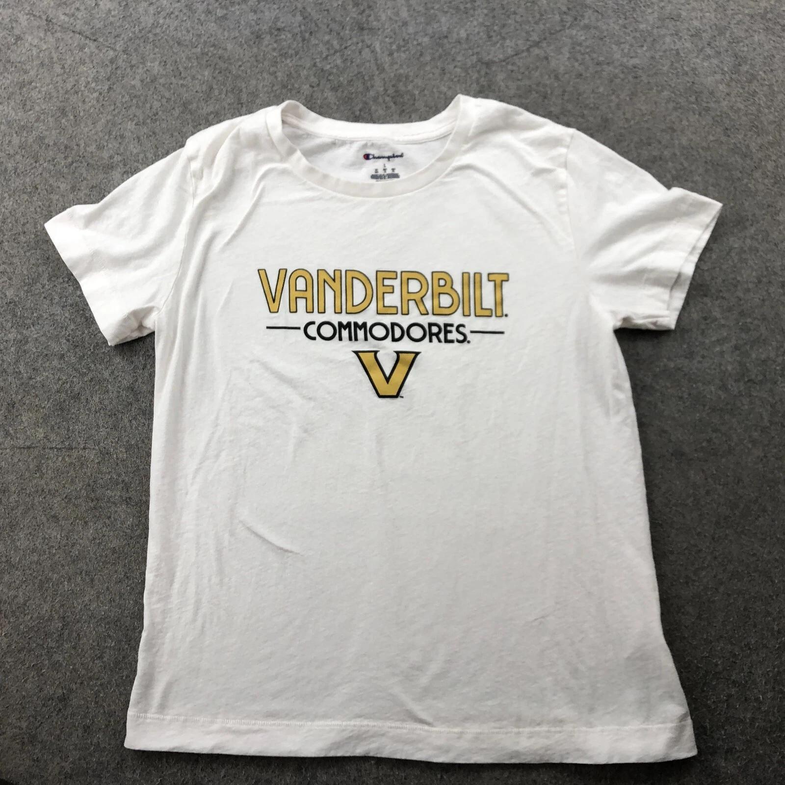 Vanderbilt Commodores Shirt Men Large White Gold Short Sleeve Spell Out NCAA XL